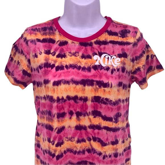 Nike Tye Die Pink and Orange T-Shirt Dress W/ Pockets Girls Size L - Picture 2 of 9
